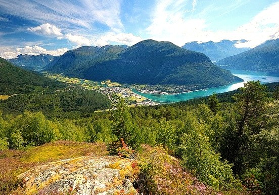 by jensvins on Flickr.Panorama over Stryn valley and Nordfjord - Norway.