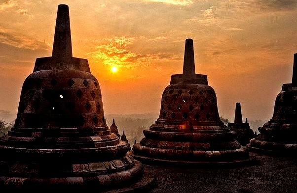 Sunrise at Borobodur Temple, Indonesia