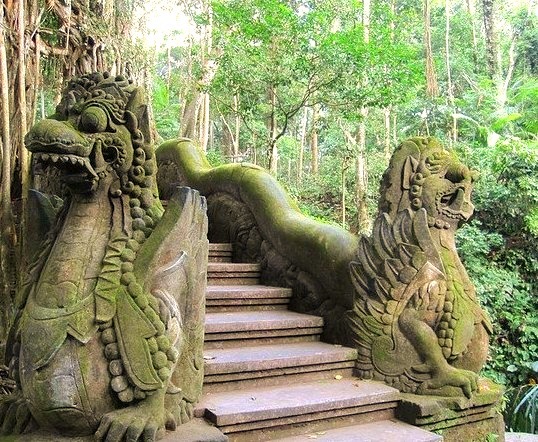 Dragon steps in Sacred Monkey Forest Sanctuary, Bali, Indonesia