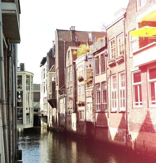 Houses by the canal in Dordrecht, Netherlands