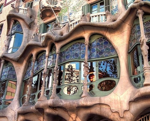 Casa Batllo windows, by Gaudi, Barcelona, Spain