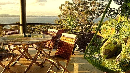Green hanging chair in Nelson Bay, New South Wales, Australia