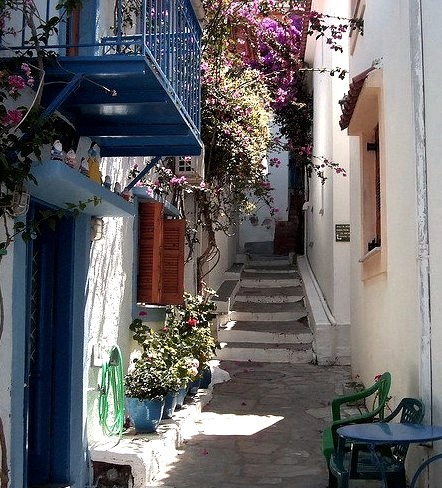 Narrow streets of Skiathos, Sporades Islands, Greece
