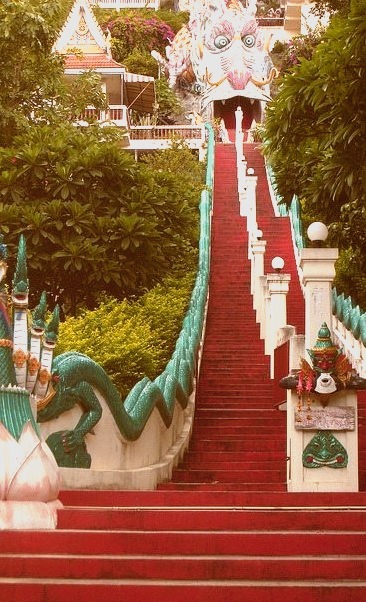 Dragon stairs to the temple in Kanchanaburi, Thailand