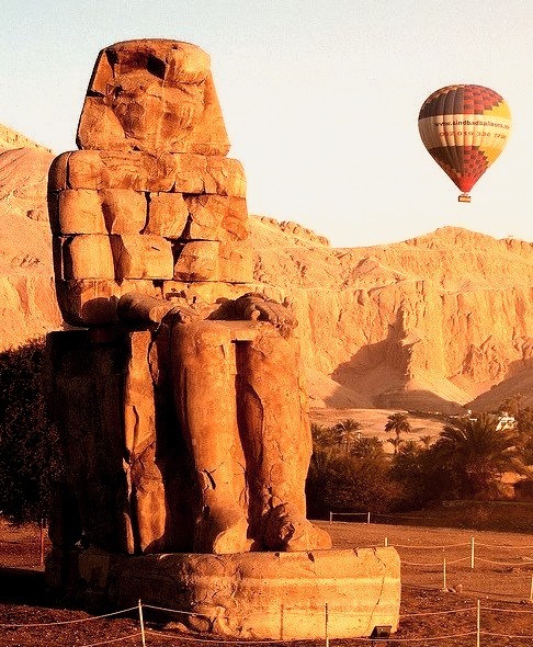 Hot air balloon above Valley of the Kings, Egypt
