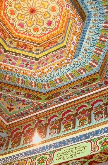 Architectural details inside Boulder Dushanbe Teahouse in Colorado, USA