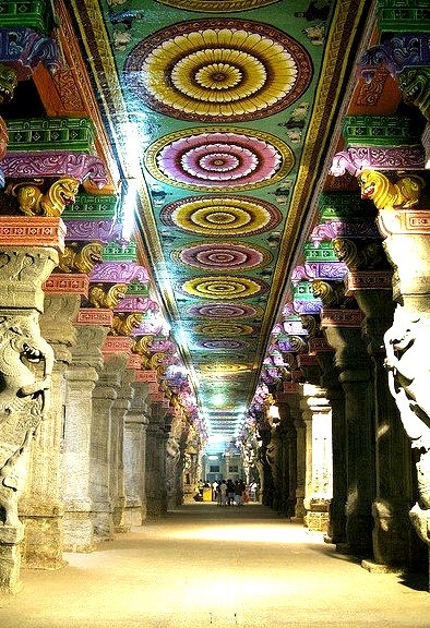 Colorful architecture at Meenakshi Amman Temple in Madurai, India