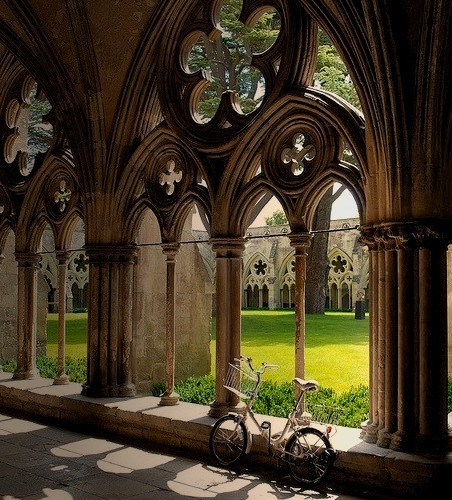 The bike in the cloister, Salisbury Cathedral, England