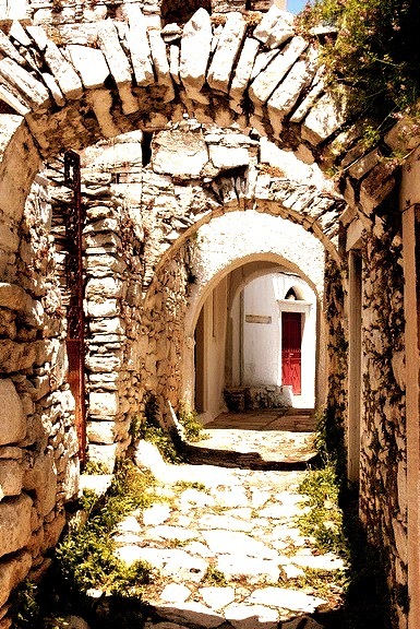 Street arches in Apeiranthos, Naxos Island, Greece